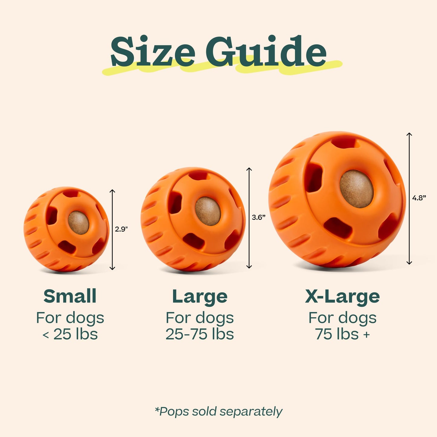WOOF Pupsicle Interactive Dog Ball Toy for Dogs 25-75 lbs - Green