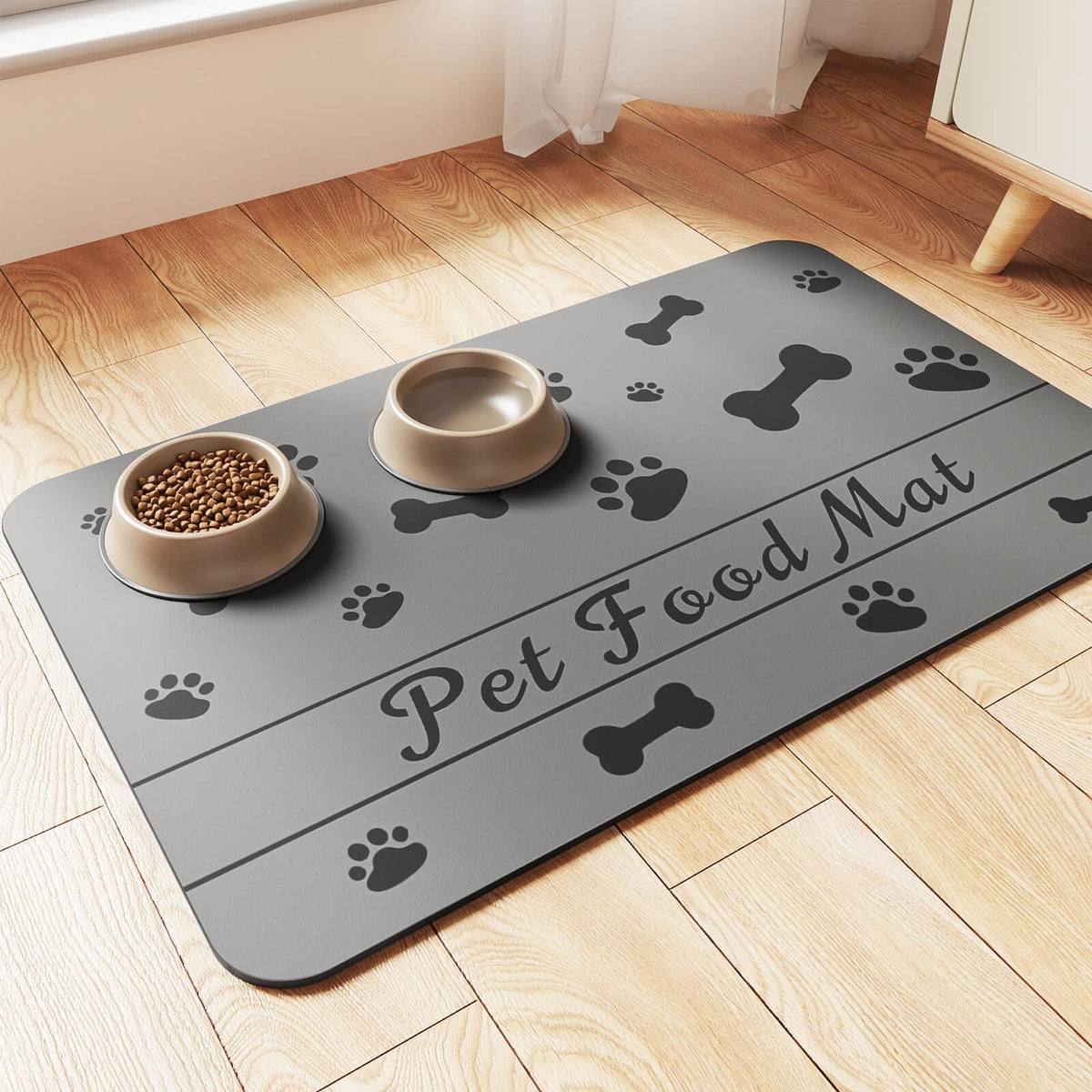 Pet Feeding Mat-Absorbent Pet Placemat for Food and Water Bowl, with Waterproof Rubber Backing, Quick Dry Water Dispenser Mat for Dog and Cat (20"x12", Blue)