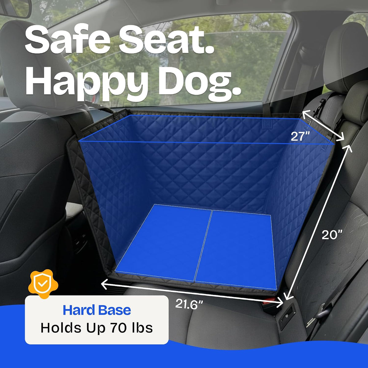 Half Hammock Dog Seat Cover for Back Seat - Waterproof Half Backseat Dog Cover, Space Saving Split Seat Design, Universal Fit & Heavy Duty Pet Restraint