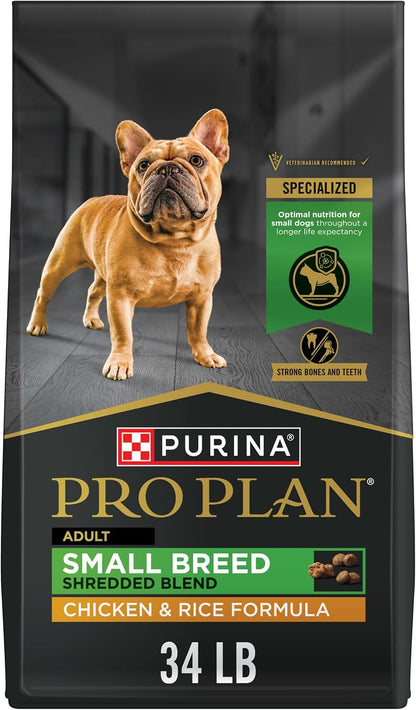 Purina Pro Plan Small Breed Dry Dog Food, Shredded Blend Chicken, 34 lb Bag