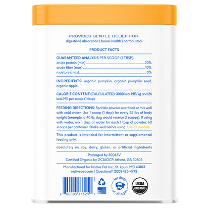 Native Pet GutWell Power Poop - Digestive Support & Fiber for Dogs - Promotes Healthy Stools, Supports Balanced Microbiome & Digestive Function - Triple-Biotic Blend & M-Fiber - 60 Scoops