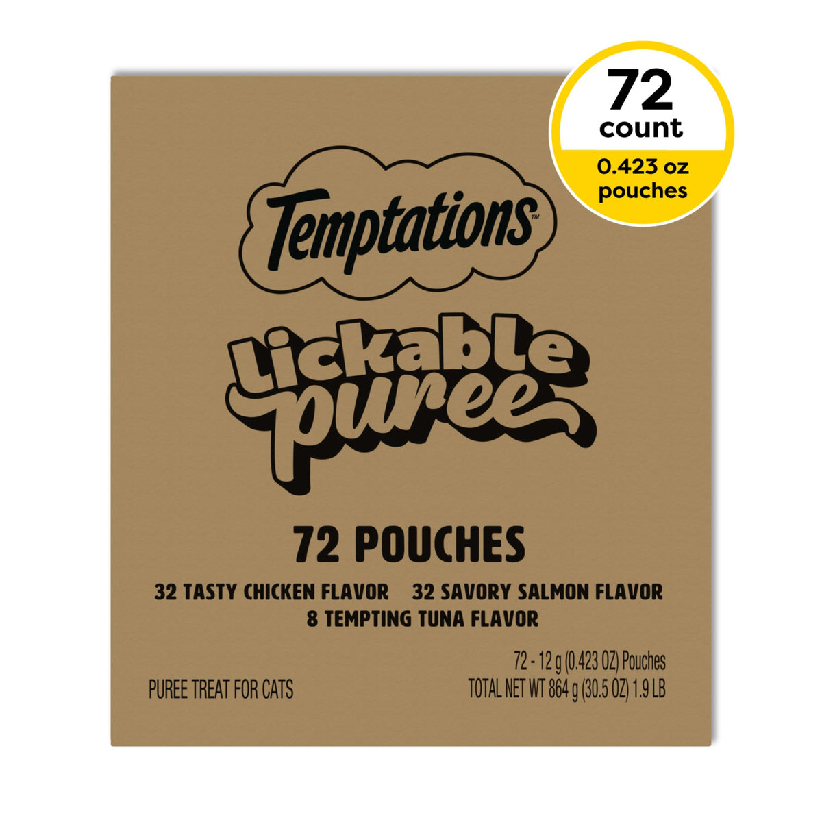 Temptations Creamy Puree Cat Treats, Chicken, Salmon & Tuna, 24 Count