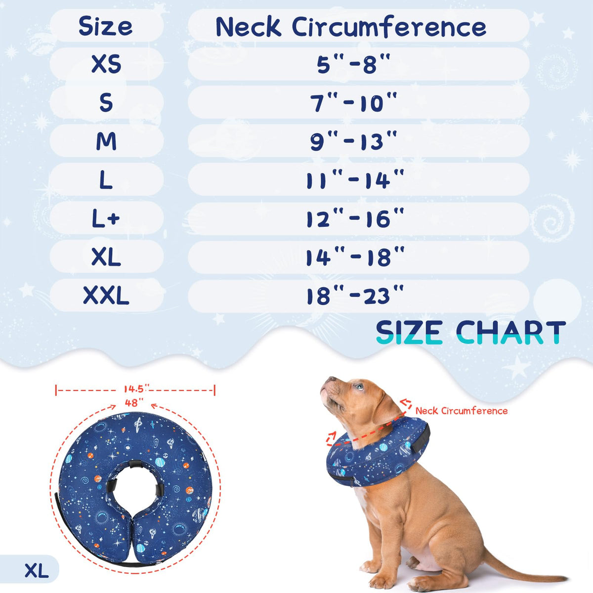 Supet Inflatable Dog Cone Collar for Small Dogs Puppies Cats, Soft Dog Cone Alternative After Surgery for Puppies Cats to Stop Licking
