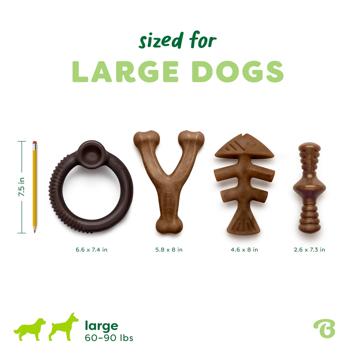 Benebone 7-Pack Dog Chew Toys for Aggressive Chewers, Dog Bones, Medium