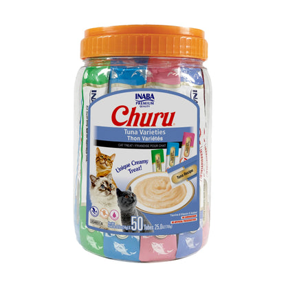 INABA Churu Cat Treats, Lickable, Squeezable Creamy Purée Cat Treat with Green Tea Extract & Taurine, 0.5 Ounces Each Tube, 20 Tubes, Chicken Variety Box