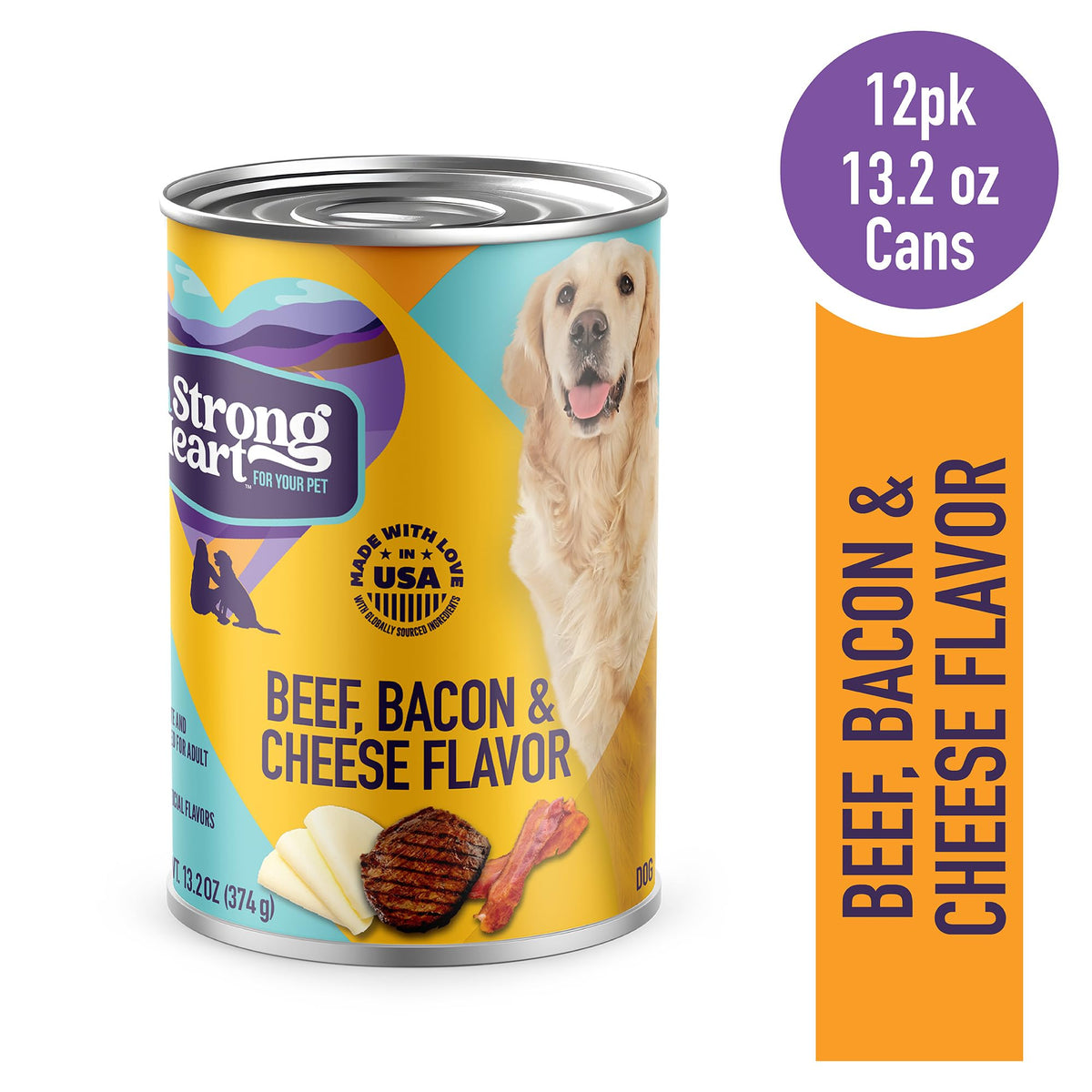 A Strong Heart Chopped Dog Food, Real Beef Dinner, 13.2oz Cans, 12pk