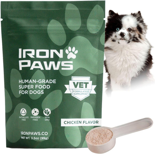 Human-Grade Superfood For Dogs, Premium Greens Powder Supplement For Dental Health, Longevity, Hip & Joint, Gut Health, Allergies, Immune Support, Skin & Coat - 3.5 oz Nutrient Dense Formula