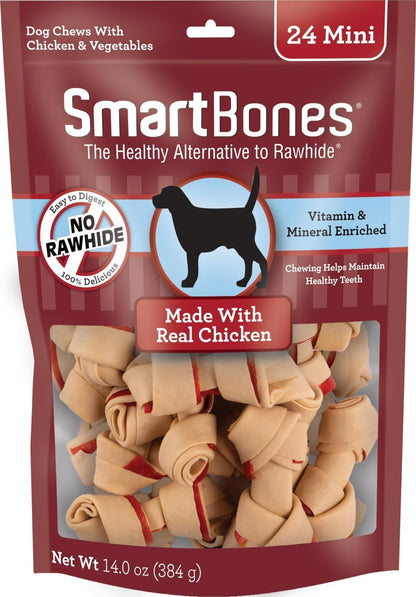 SmartBones Mini Bones Rawhide-Free Dog Treat, with Real Chicken, 56 Count