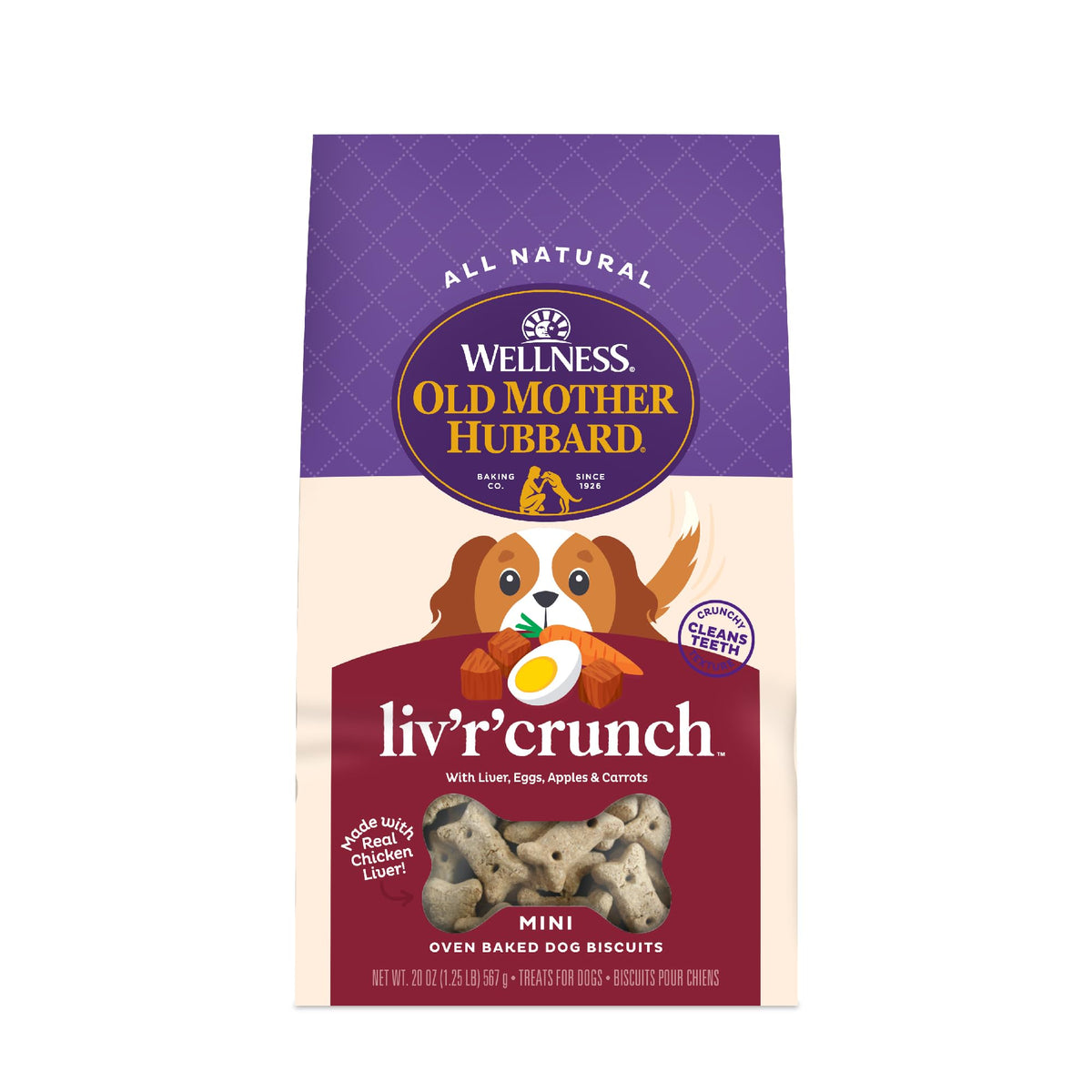 Old Mother Hubbard Wellness P-Nuttier Dog Biscuits, Natural, Training Treats, Peanut Butter Flavor, Mini Size, (20 Ounce Bag)
