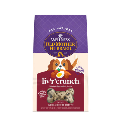 Old Mother Hubbard Wellness P-Nuttier Dog Biscuits, Natural, Training Treats, Peanut Butter Flavor, Mini Size, (20 Ounce Bag)