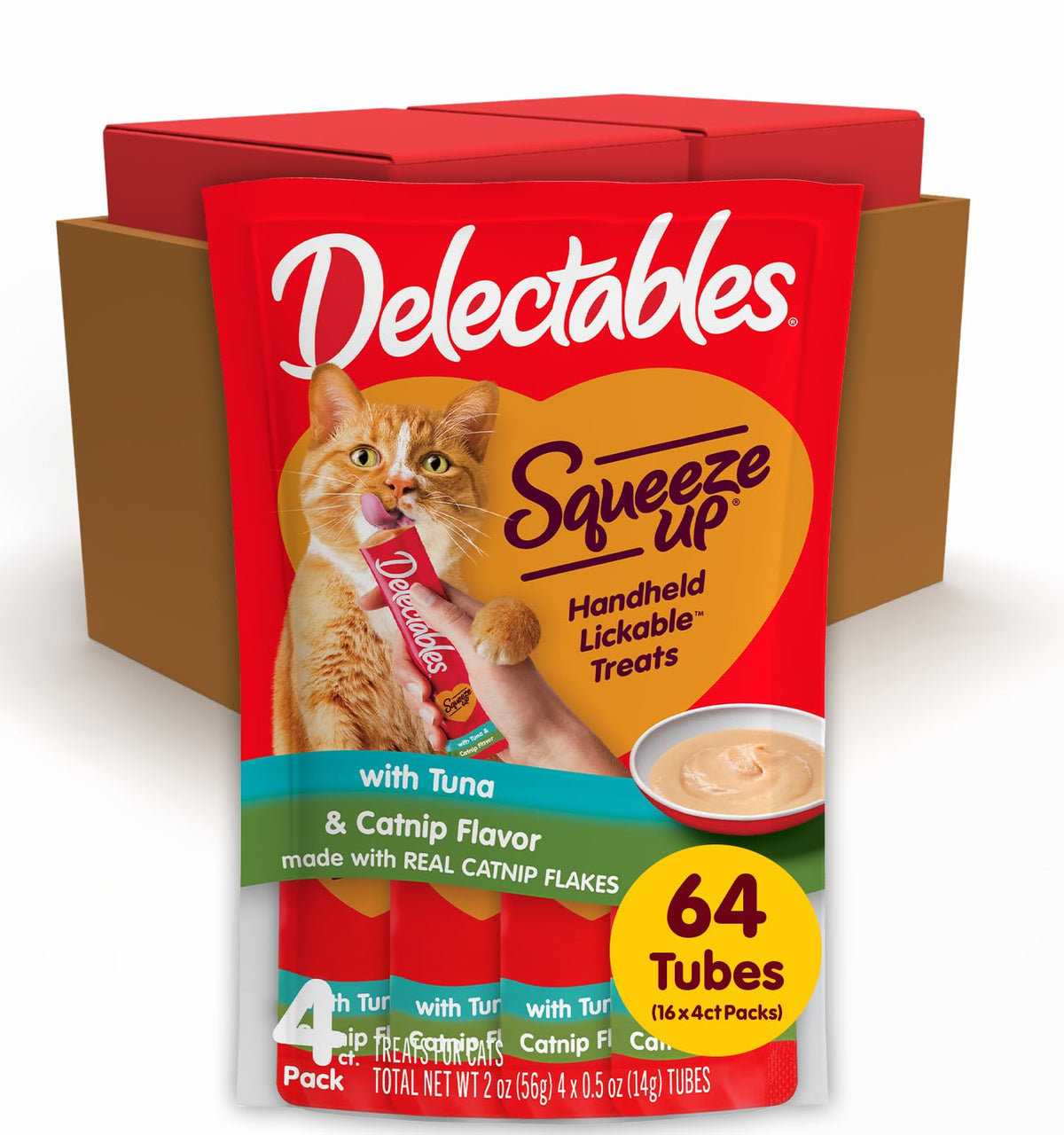 Delectables Squeeze Up Catnip Variety Pack, Creamy Squeezable Puree, Lickable Wet Cat Treats, Grain Free, No-Added Fillers, No-by-Products, No-Added Preservatives, 20 Count, 0.5 Ounces (Pack of 4)