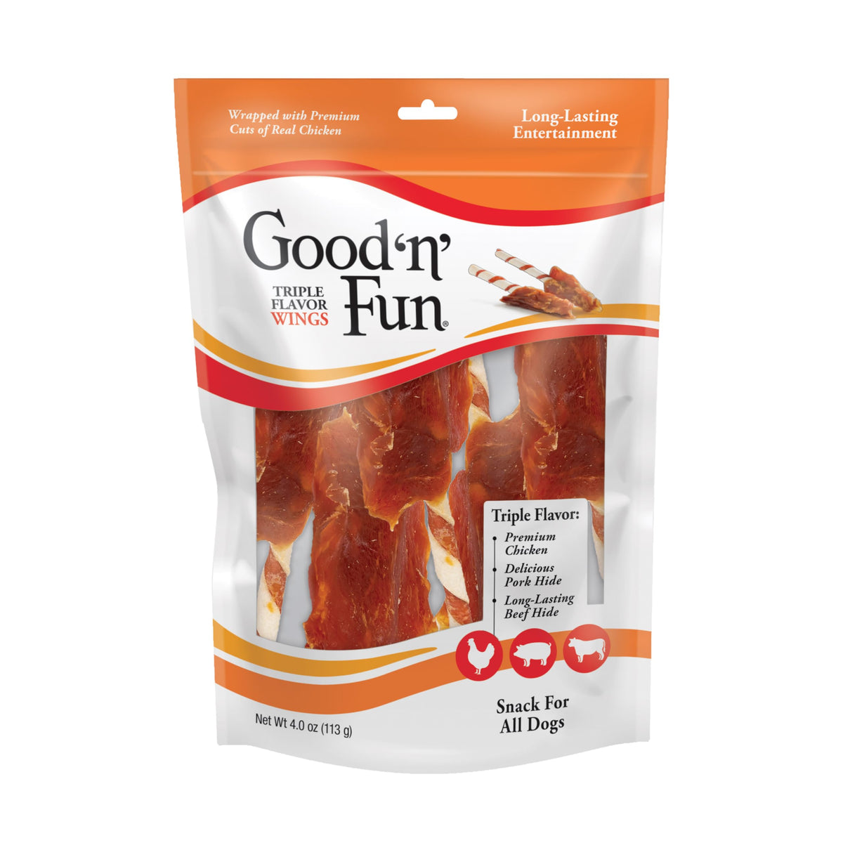 Good 'n' Fun Wings Long-Lasting Dog Treat with Real Protein, 12 oz (2 Pack)