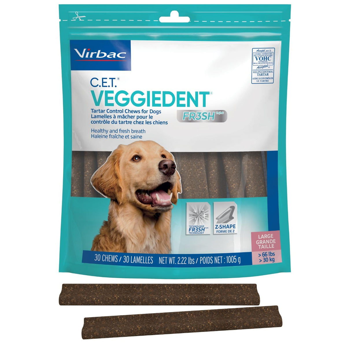 C.E.T. Veggiedent Fr3sh Plaque and Tartar Control Chews for Dogs, Small