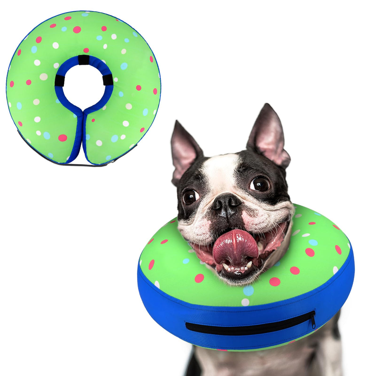 Supet Inflatable Dog Cone Collar for Small Dogs Puppies Cats, Soft Dog Cone Alternative After Surgery for Puppies Cats to Stop Licking