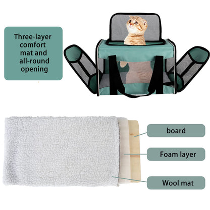 Cat Dog Carriers Soft-Sided Pet Carrier Large Cats for Medium Big Cat Small Dog Puppy up to 16lbs TSA Airline Approved Animal Collapsible Cat Carrier Carriers Travel Carrier Cat Bag (17x11x11)