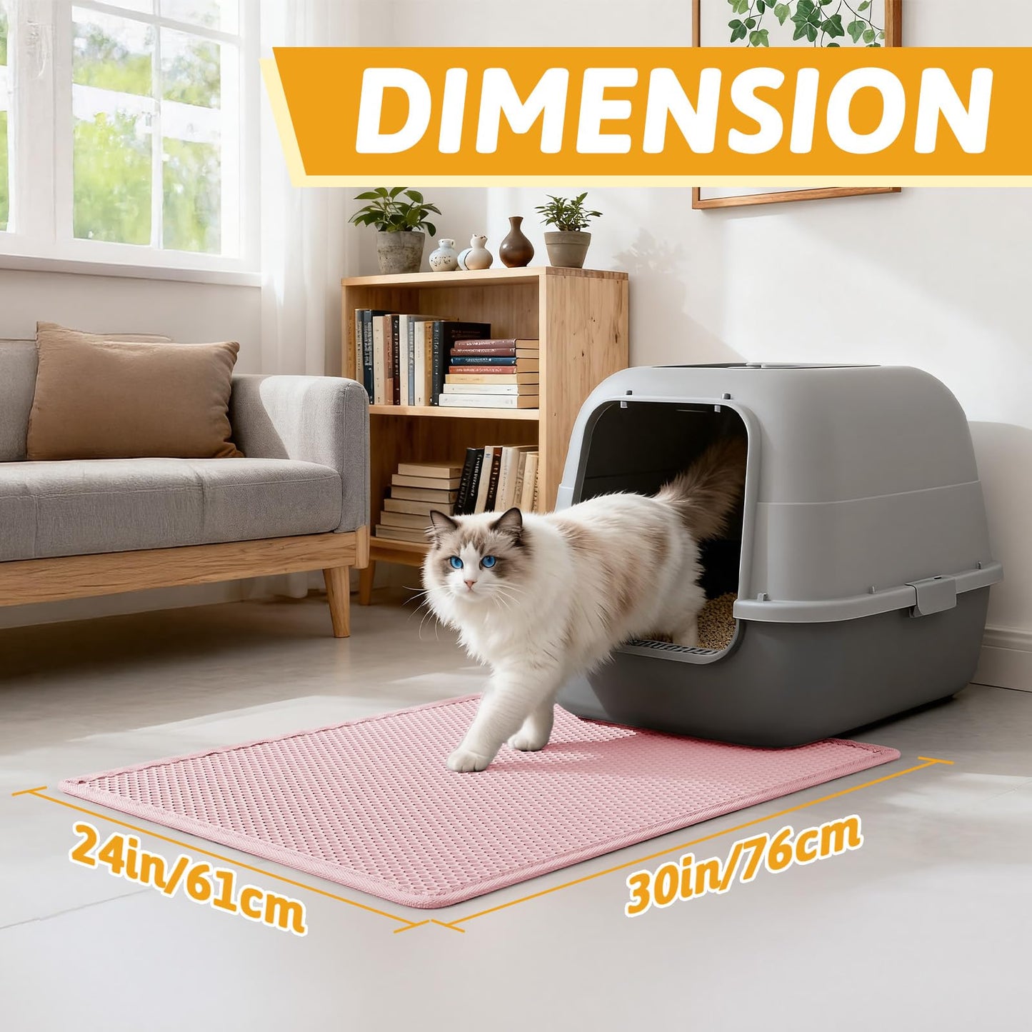 Pieviev Litter Mat, Double-Layer Waterproof Trapping Mat, 24" x 15" Black