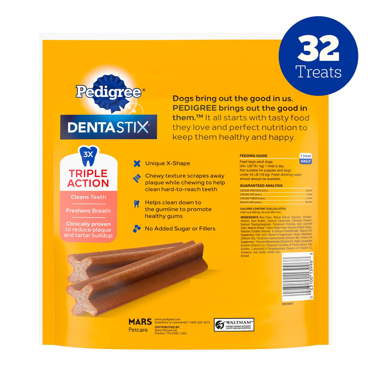 Pedigree Dentastix Large Breed Dental Dog Treats, Original, 32 Count