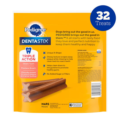 Pedigree Dentastix Large Breed Dental Dog Treats, Original, 32 Count