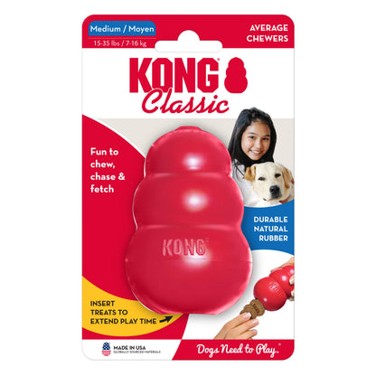 KONG Classic Stuffable Dog Toy, Natural Rubber Chew, for Medium Dogs