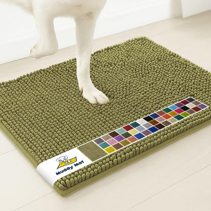 Muddy Mat® | Super Water Absorbent Door Mat Indoor, Microfiber Quick Dry Chenille Entryway Rug, Slip Resistant Front Door Mat, Indoor Mats for Entryway, Machine Washable Pet Rug, Black 2ft x 4ft