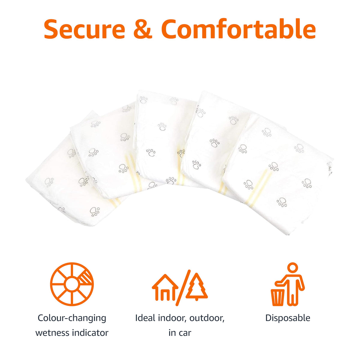 Amazon Basics Absorbent, Leakproof Male Dog Wrap Disposable Diapers with Wetness Indicator, Breathable, Small, White, 50-Pack