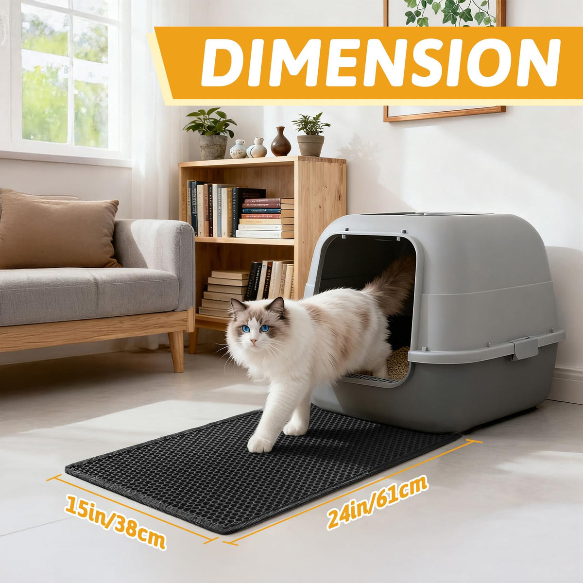 Pieviev Cat Litter Mat, Double-Layer Waterproof Litter Trap, 24" x 15" Gray