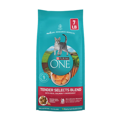 Purina ONE Natural Dry Cat Food, Tender Selects Blend with Real Salmon - 22 lb. Bag
