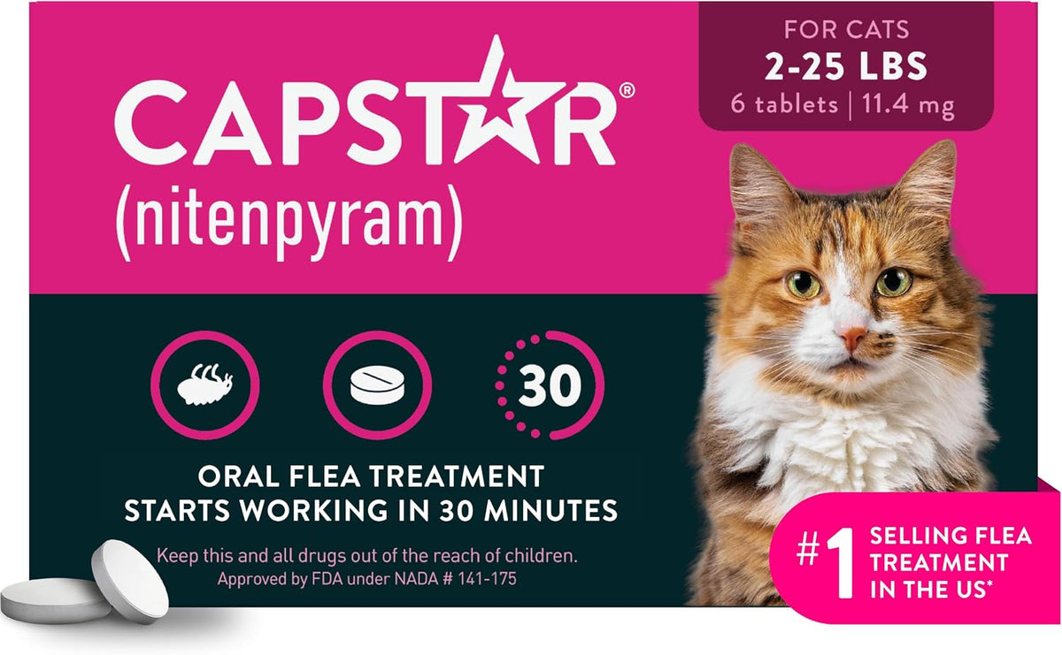 Capstar Oral Flea Tablets Cats 2-25 lbs, Nitenpyram, 6-Dose