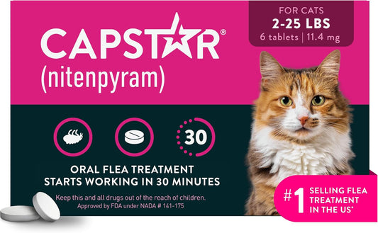 Capstar Oral Flea Tablets Cats 2-25 lbs, Nitenpyram, 6-Dose