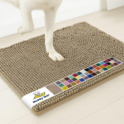 Muddy Mat® | Super Water Absorbent Door Mat Indoor, Microfiber Quick Dry Chenille Entryway Rug, Slip Resistant Front Door Mat, Indoor Mats for Entryway, Machine Washable Pet Rug, Beige 24"x36"