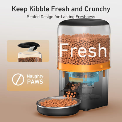 Automatic Cat Feeder, 3L Cat Food Dispenser with Anti-Jam Design, Over 180-day Battery Life, 1-6 Meals Per Day with Stainless Steel Cat Bowl, Keep Dry Food Fresh, Timed Pet Feeder Also for Small Dog