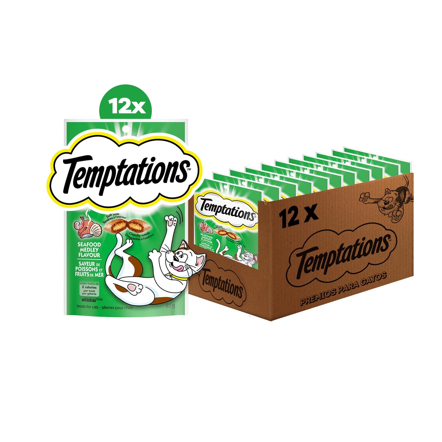 Temptations Classic Crunchy and Soft Cat Treats, Seafood Medley, 30 oz