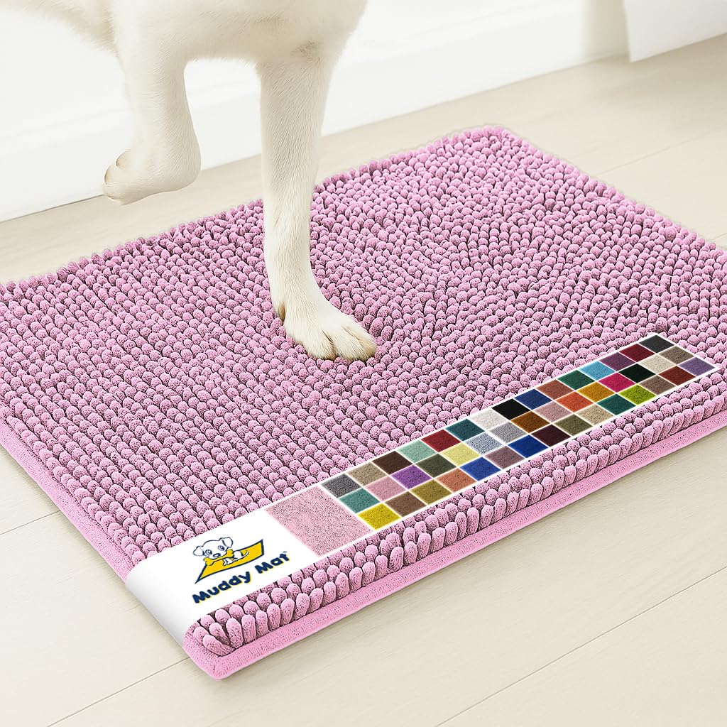Muddy Mat® | Super Water Absorbent Door Mat Indoor, Microfiber Quick Dry Chenille Entryway Rug, Slip Resistant Front Door Mat, Indoor Mats for Entryway, Machine Washable Pet Rug, Grey 30"x19"