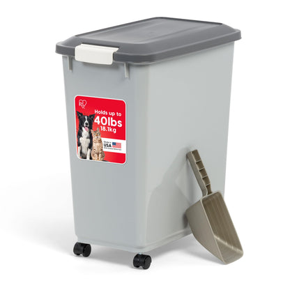 IRIS USA Dog Food Storage Container, Up to 10 lbs, Clear/Gray, Made in USA