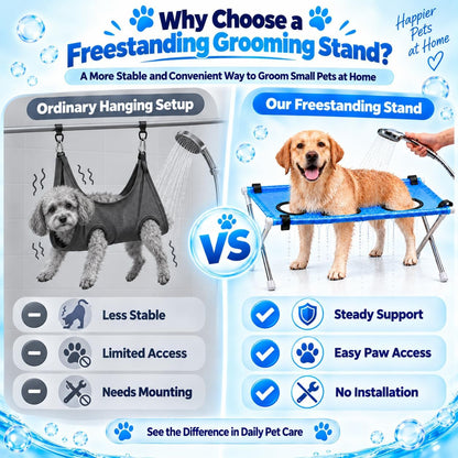 Dog Bed Foldable Grooming Hammock Stand and Bath Holder for Small Pets