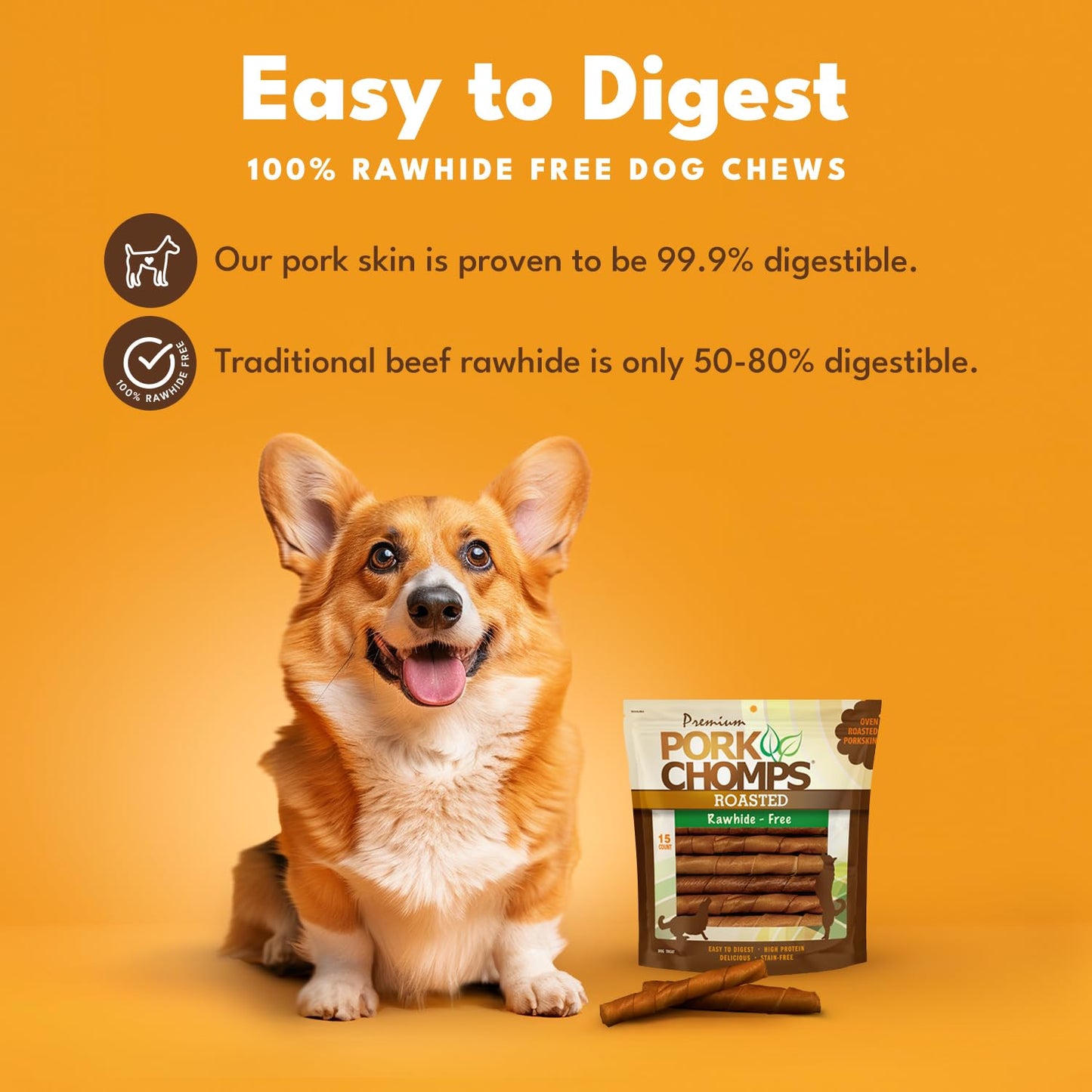 Pork Chomps Baked Pork Skin Dog Chews, 6 in Twists, Assorted Flavors, 24 Ct