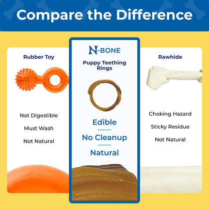 N-Bone Puppy Teething Rings, Chicken Flavor, Natural Puppy Teething Chews & Chew Treats, Helps Soothe Teething Gums, Calcium Enriched, 6 Rings