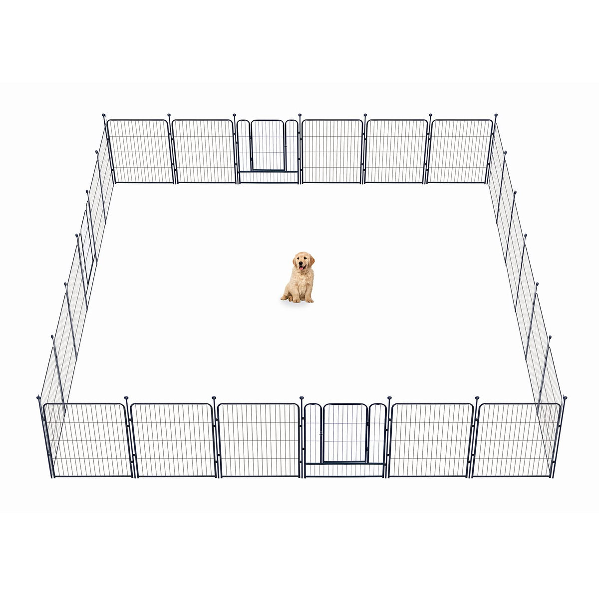 Dog Playpen,32/40/45 Inch Height in Heavy Duty, Folding Indoor Outdoor Anti-Rust Dog Exercise Fence, Portable Pet Playpen with Door for Large Medium Small Dogs and Pet (16 Panels, 32 Inch) Silver