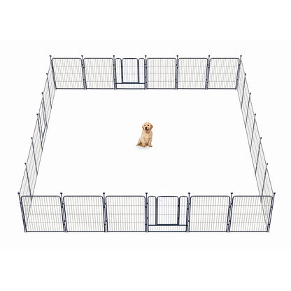 Dog Playpen,32/40/45 Inch Height in Heavy Duty, Folding Indoor Outdoor Anti-Rust Dog Exercise Fence, Portable Pet Playpen with Door for Large Medium Small Dogs and Pet (16 Panels, 32 Inch) Silver
