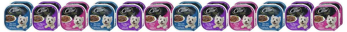 Cesar Filets in Gravy Wet Dog Food, Steak Mix Variety, 3.5 oz, 24 Count
