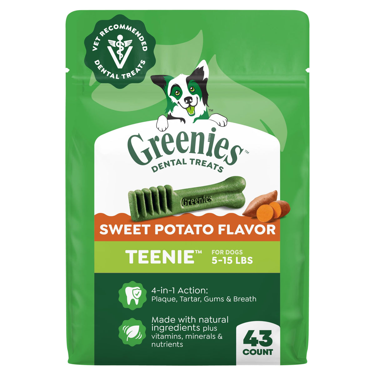 Greenies Teenie Natural Dental Dog Treats, Fresh Mint Flavor, 43 Count
