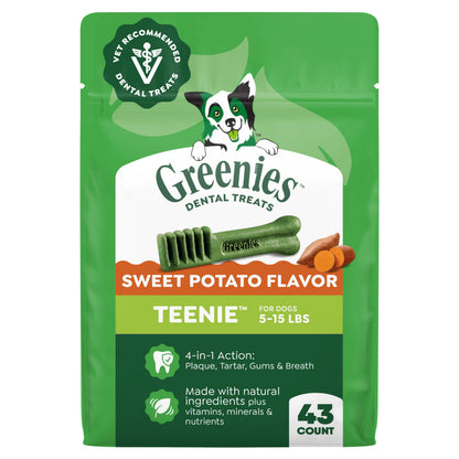 Greenies Teenie Natural Dental Dog Treats, Fresh Mint Flavor, 43 Count