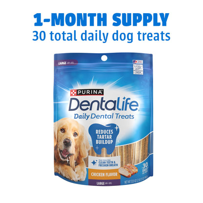 Dentalife Purina Daily Dental Chews for Large Dogs, 18 ct Pouch