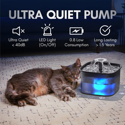 Veken Innovation Award Winner 95oz/2.8L Cat Water Fountain, C1 Classic