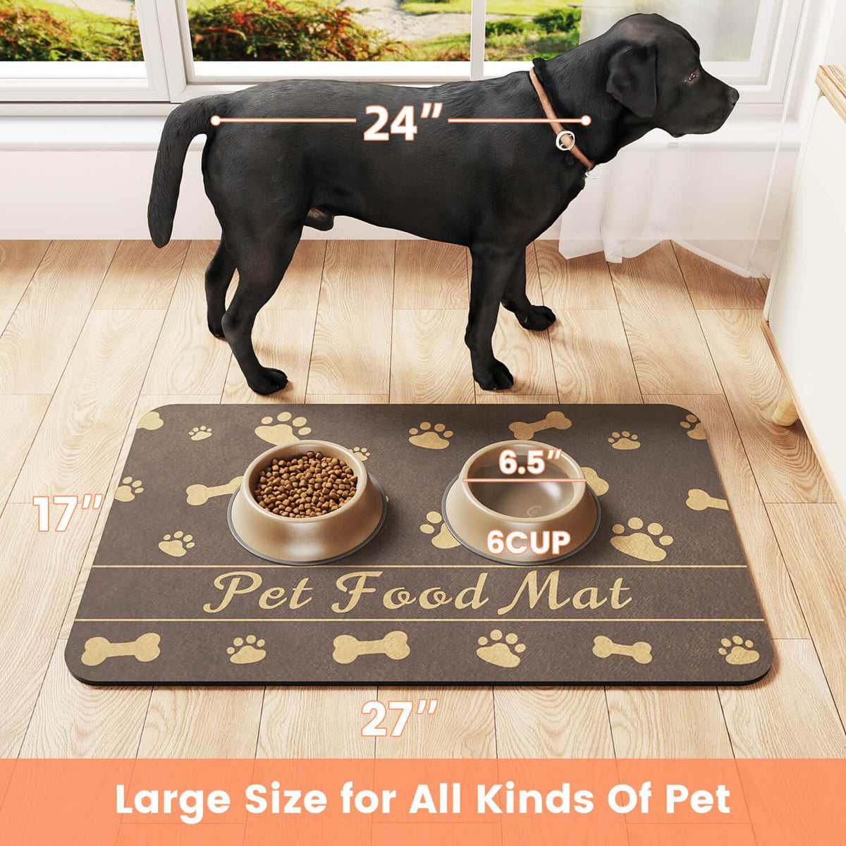 Pet Feeding Mat-Absorbent Pet Placemat for Food and Water Bowl, with Waterproof Rubber Backing, Quick Dry Water Dispenser Mat for Dog and Cat (20"x12", Blue)
