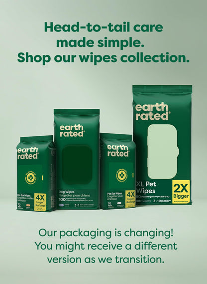 Earth Rated Dog Wipes for Paws & Butt, Deodorizing, Unscented, 100ct