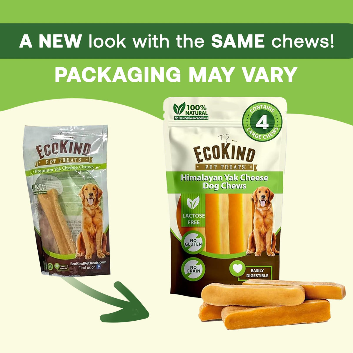 EcoKind Yak Cheese Himalayan Dog Chews, Yak Chews for Large Dogs, 5 Bones