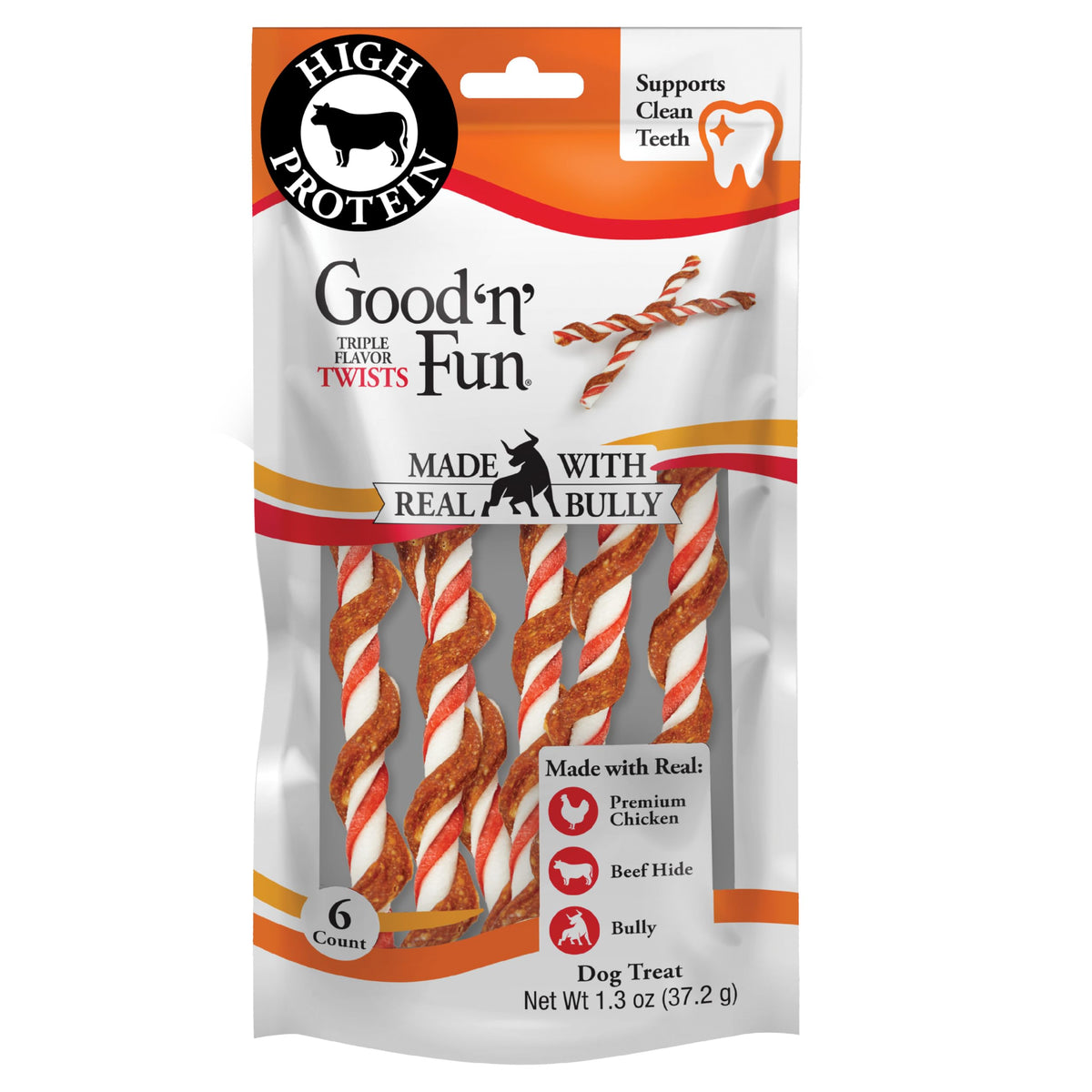 Good 'n' Fun Twists Long-Lasting Dog Treat Made With Real Protein, 22 Count