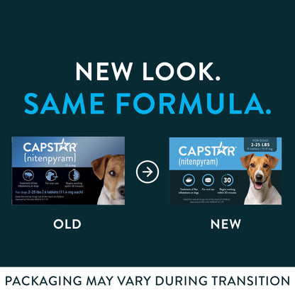 Capstar for Dogs (nitenpyram), Fast-Acting Oral Flea Treatment for Dogs Over 25+ lbs, Vet-Recommended Flea Medication Tablets Start Killing in 30 Minutes, 6 Doses