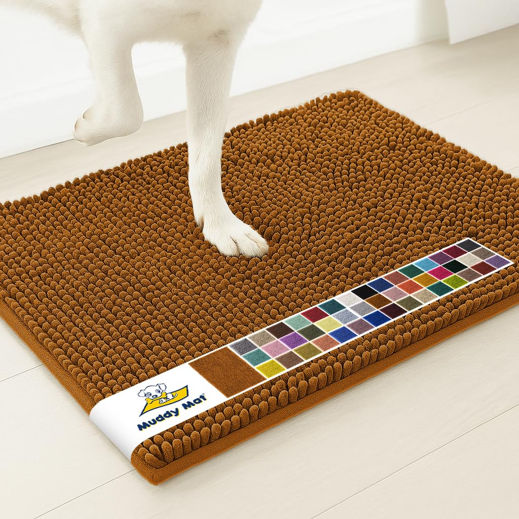 Muddy Mat® | Super Water Absorbent Door Mat Indoor, Microfiber Quick Dry Chenille Entryway Rug, Slip Resistant Front Door Mat, Indoor Mats for Entryway, Machine Washable Pet Rug, Beige 24"x36"